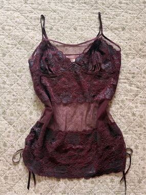 Victoria's Secret burgundy lace corset top with tie up sides